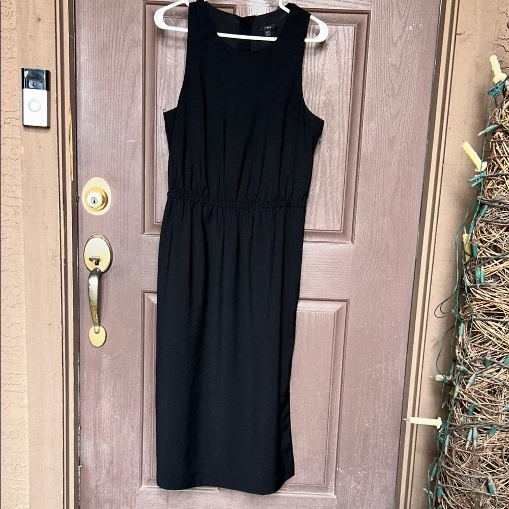 J. Crew Black Midi Dress with Button Detail